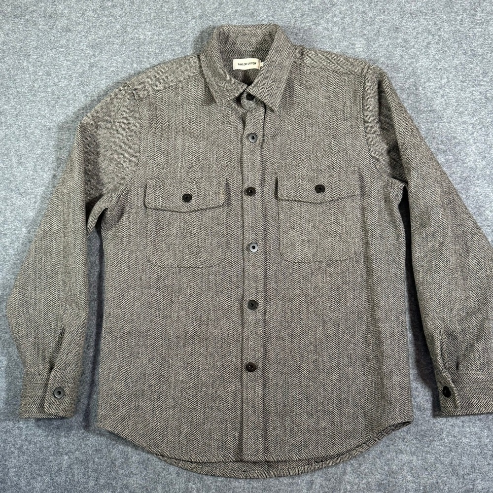 Taylor Stitch The Explorer Shirt Jacket Grey Herringbone Wool Blend Mens 40 M